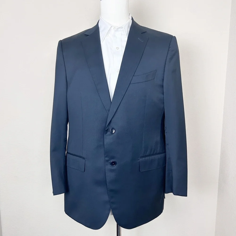 Ermanegildo Zegna Mila Navy Blue Suit Jacket Size 54R | 100% Wool